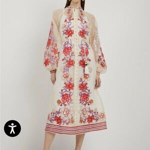Karen Millen White Floral Long Sleeve Dress